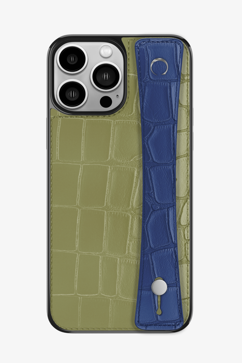 Alligator Sports Strap Case for iPhone 15 Pro Max - Khaki / Navy Blue - zollofrance