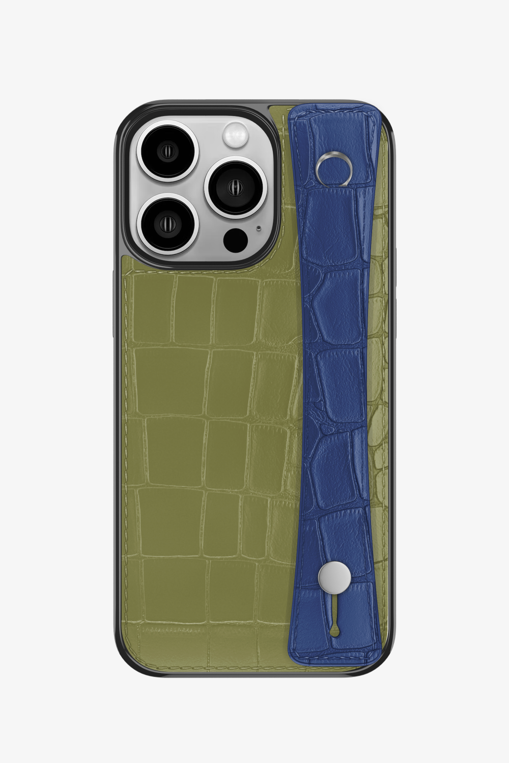Alligator Sports Strap Case for iPhone 14 Pro - Khaki / Navy Blue - zollofrance