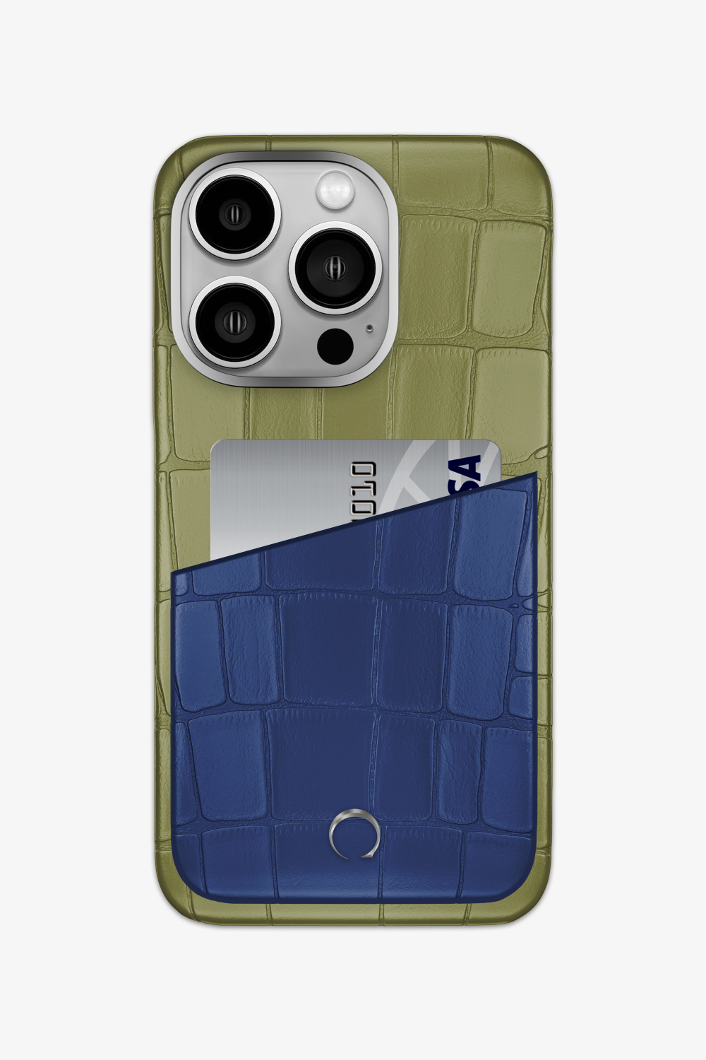 Alligator Pocket Case for iPhone 15 Pro - Khaki / Navy Blue - zollofrance