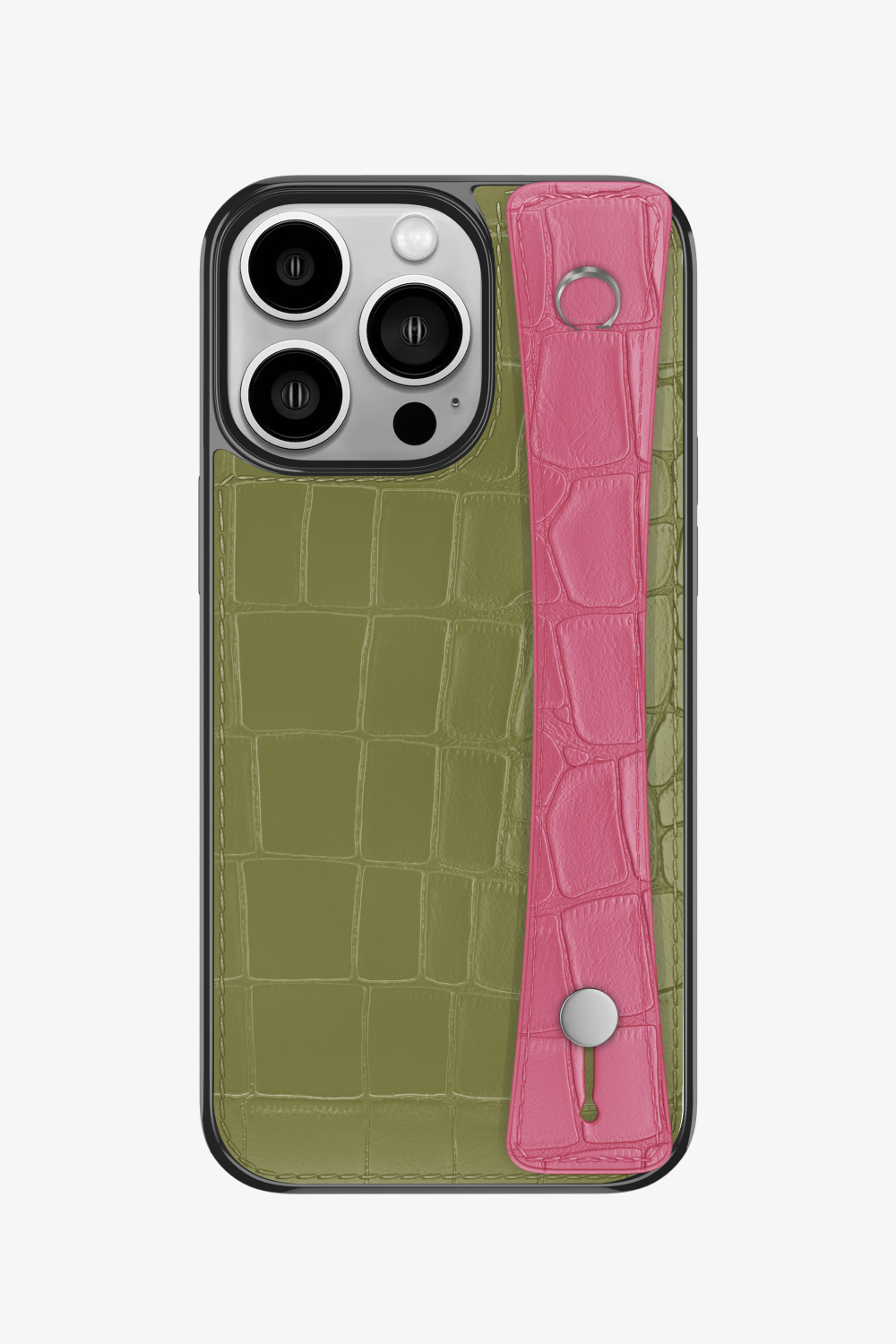 Alligator Sports Strap Case for iPhone 14 Pro - Khaki / Pink - zollofrance