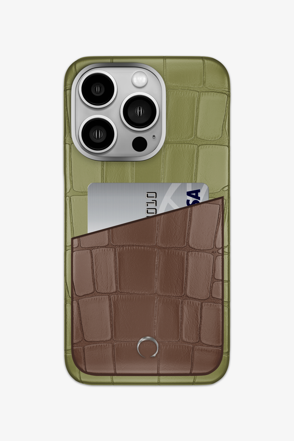 Alligator Pocket Case for iPhone 14 Pro - Khaki / Cocoa - zollofrance