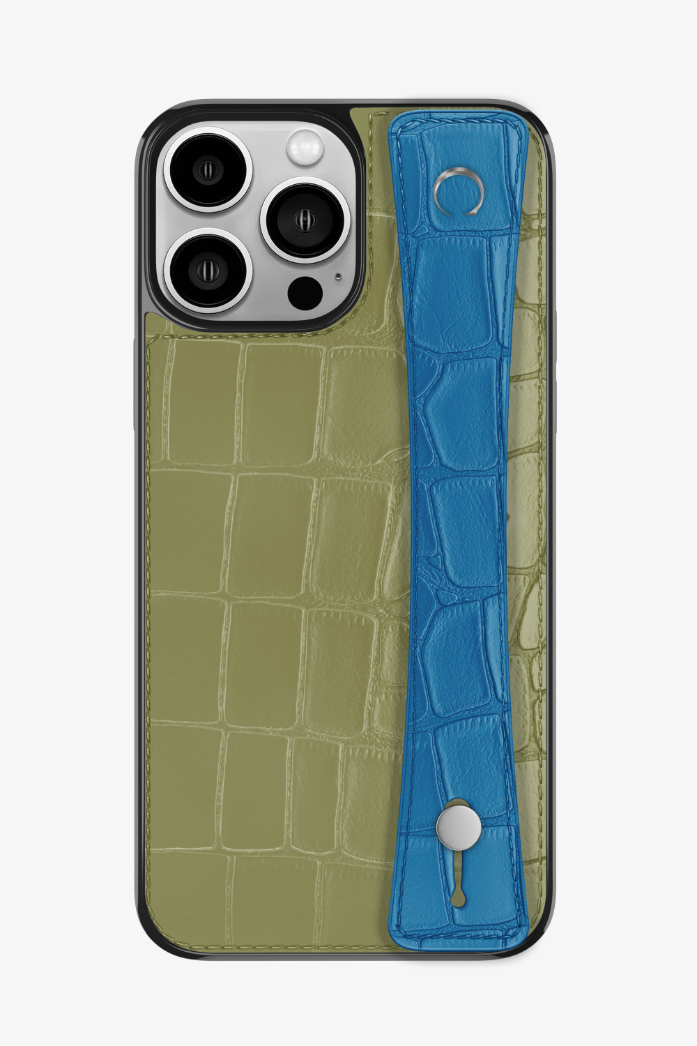 Alligator Sports Strap Case for iPhone 15 Pro Max - Khaki / Blue Lagoon - zollofrance