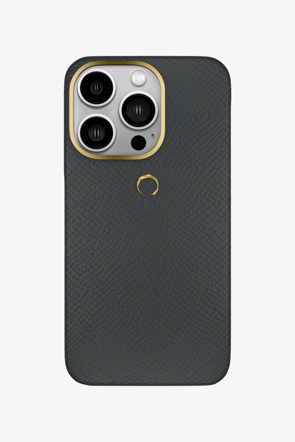 Calfskin Case for iPhone 15 Pro - Gold / Grey Anthracite - zollofrance