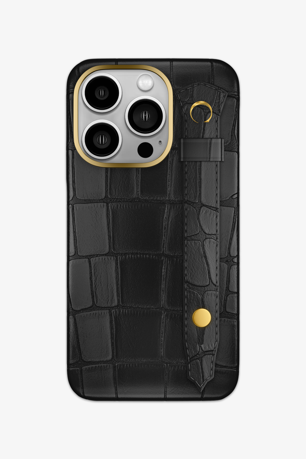 Alligator Strap Case for iPhone 15 Pro - Gold / Black - zollofrance