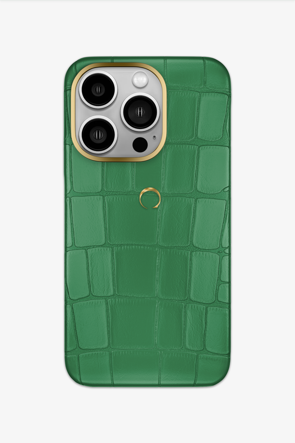Alligator Case for iPhone 15 Pro - Gold / Green Emerald - zollofrance