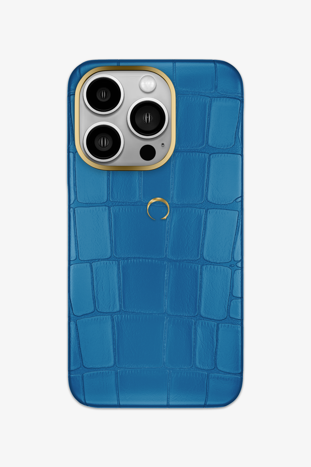 Alligator Case for iPhone 15 Pro - Gold / Blue Lagoon - zollofrance