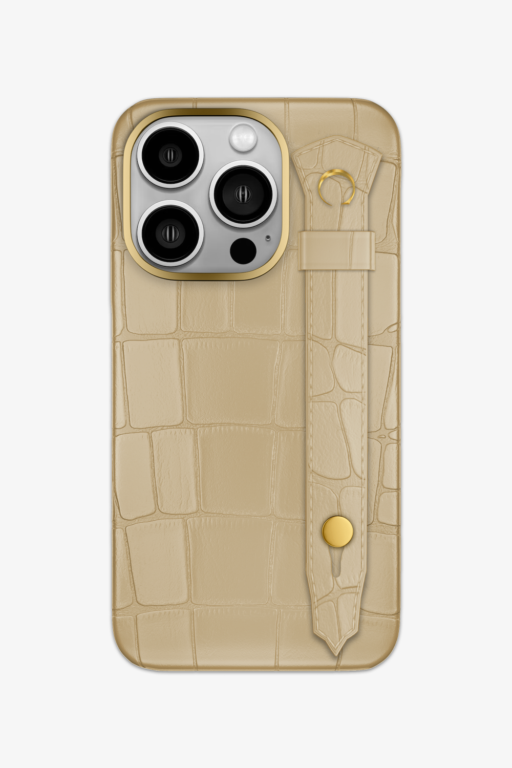 Alligator Strap Case for iPhone 15 Pro - Gold / Vanilla - zollofrance