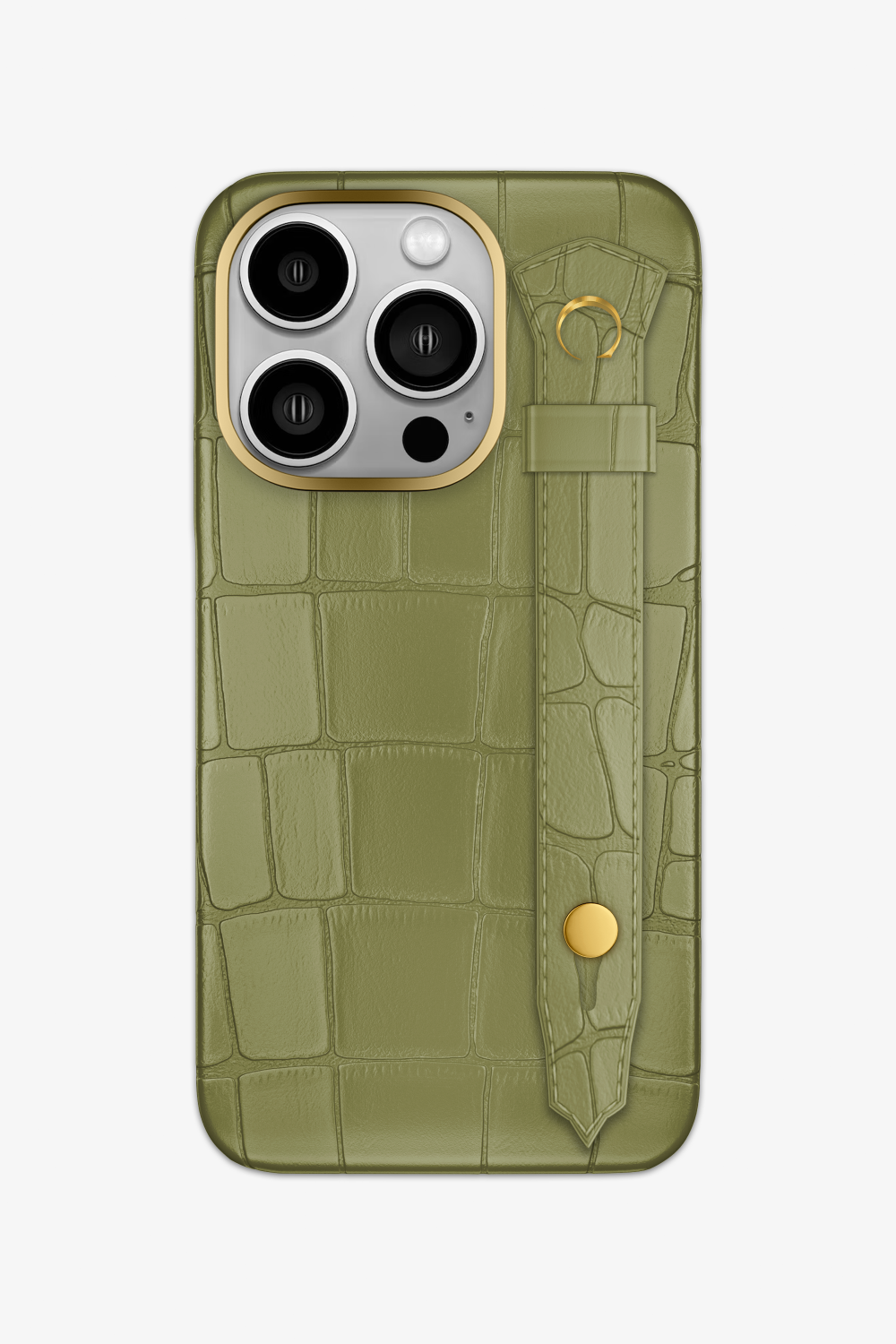 Alligator Strap Case for iPhone 15 Pro - Gold / Khaki - zollofrance
