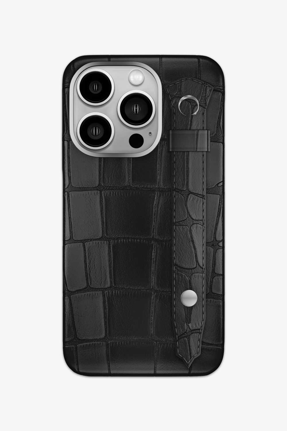 Alligator Strap Case for iPhone 15 Pro - Stainless Steel / Black - zollofrance
