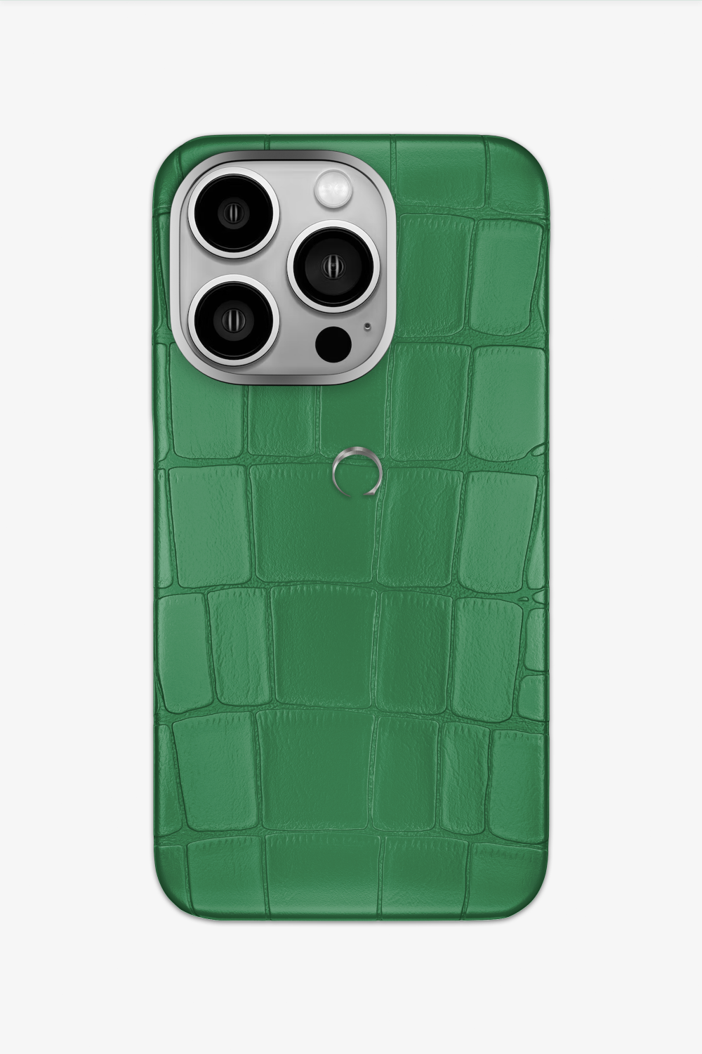 Alligator Case for iPhone 15 Pro - Stainless Steel / Green Emerald - zollofrance