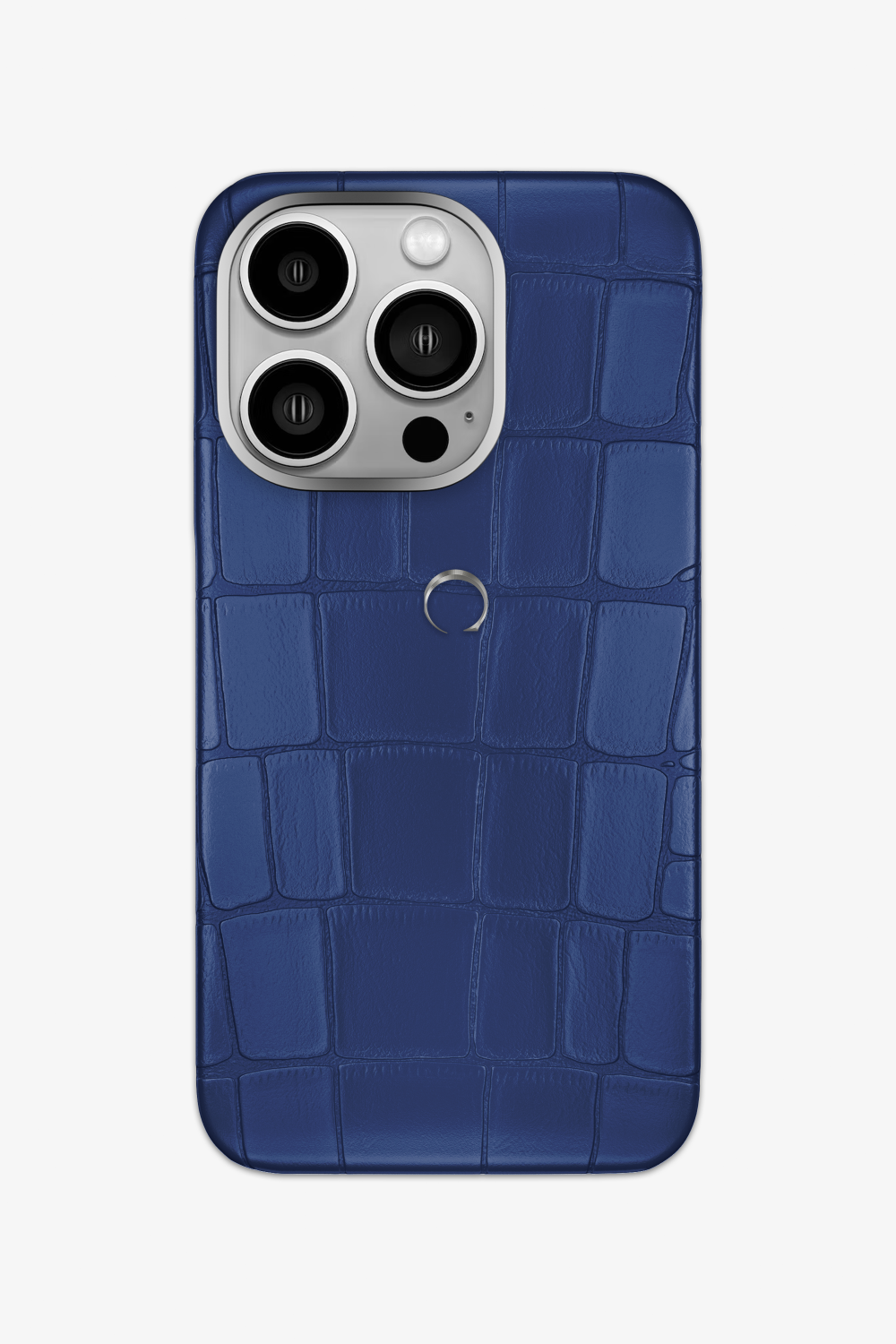 Alligator Case for iPhone 15 Pro - Stainless Steel / Navy Blue - zollofrance