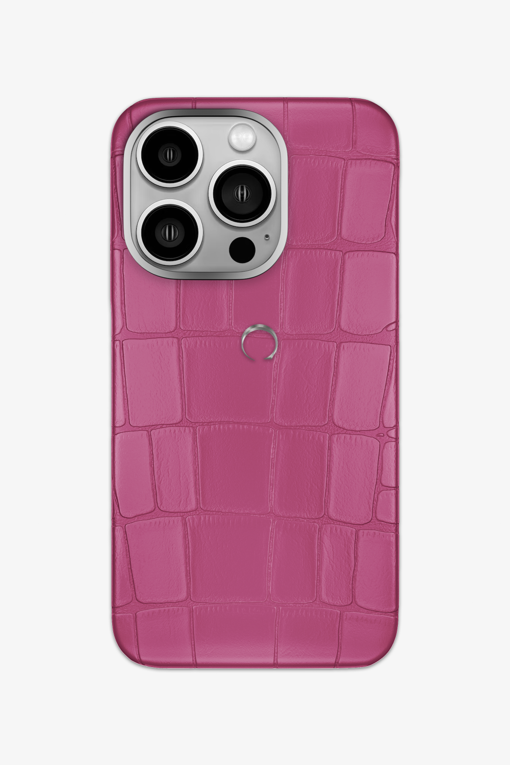 Alligator Case for iPhone 15 Pro - Stainless Steel / Pink Fuchsia - zollofrance