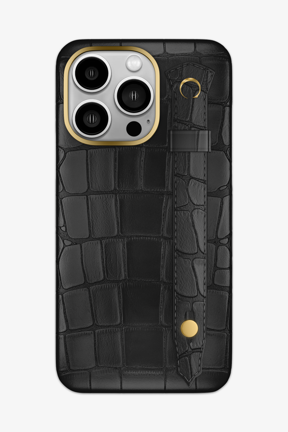 Alligator Strap Case for iPhone 15 Pro Max - Gold / Black - zollofrance