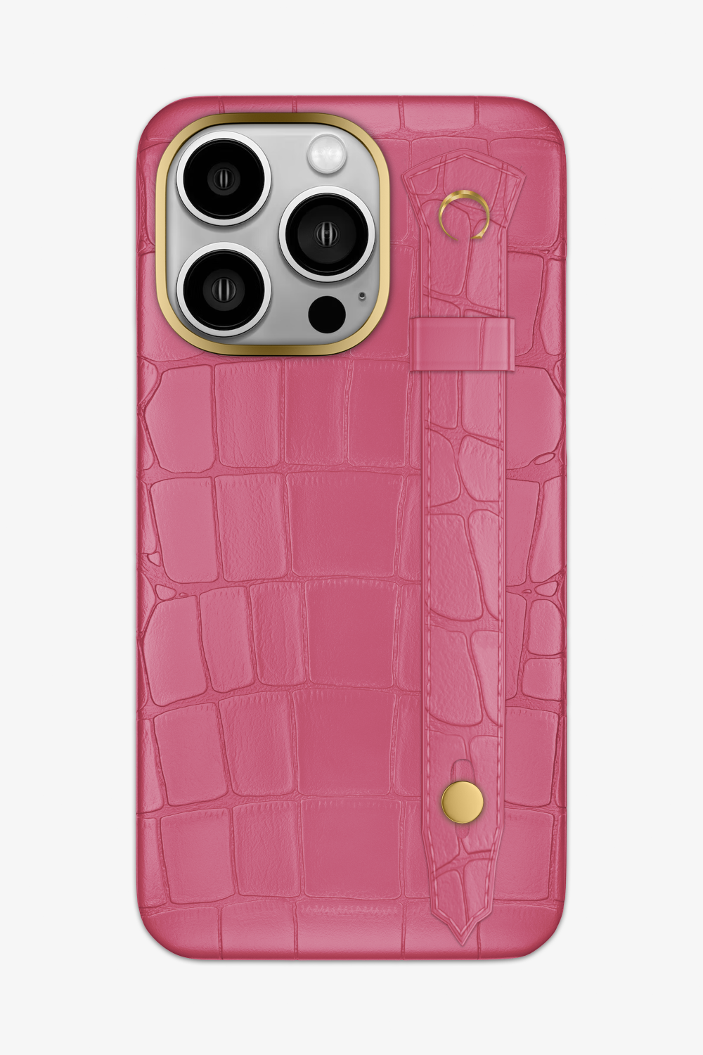 Alligator Strap Case for iPhone 15 Pro Max - Gold / Pink - zollofrance