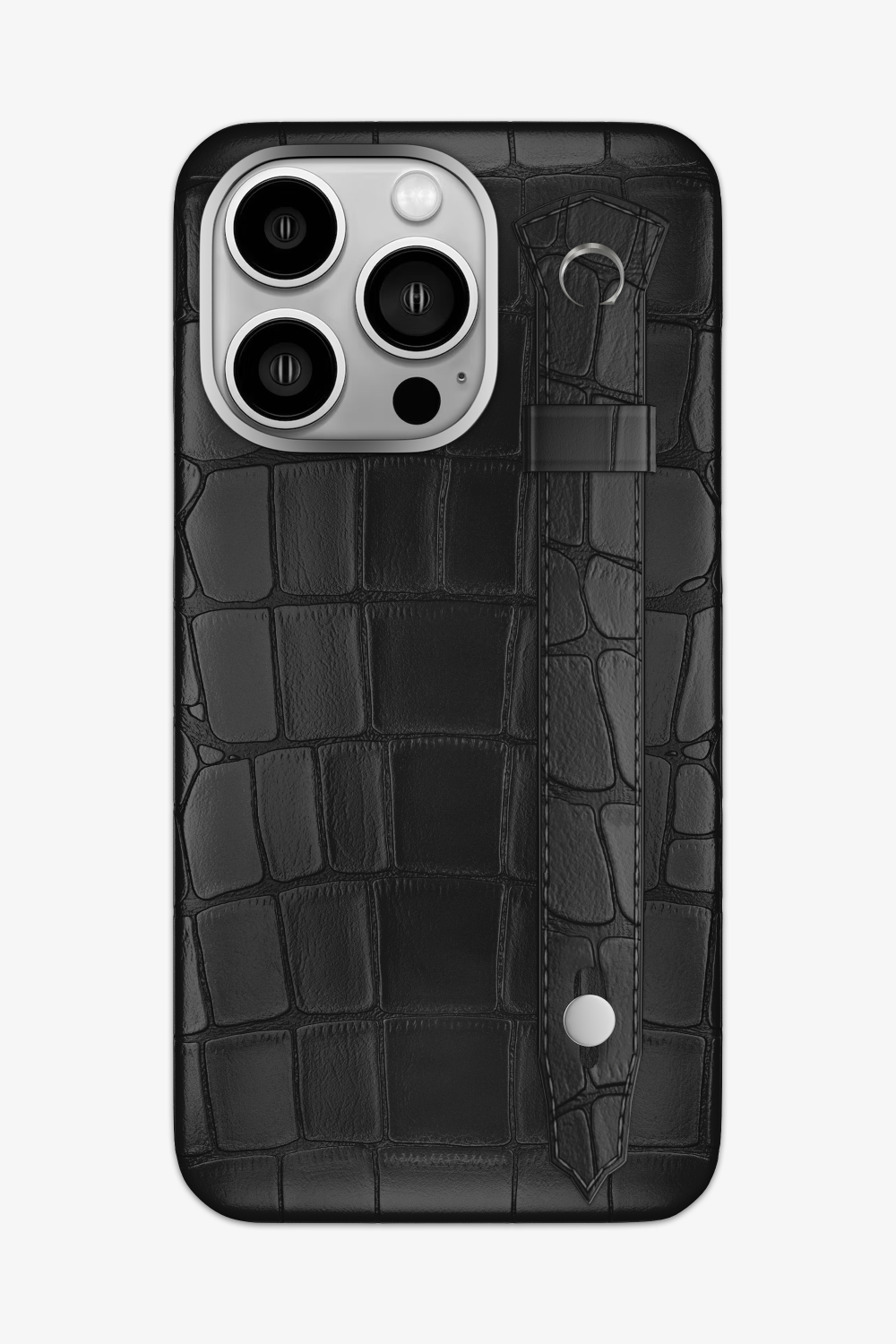Alligator Strap Case for iPhone 15 Pro Max - Stainless Steel / Black - zollofrance