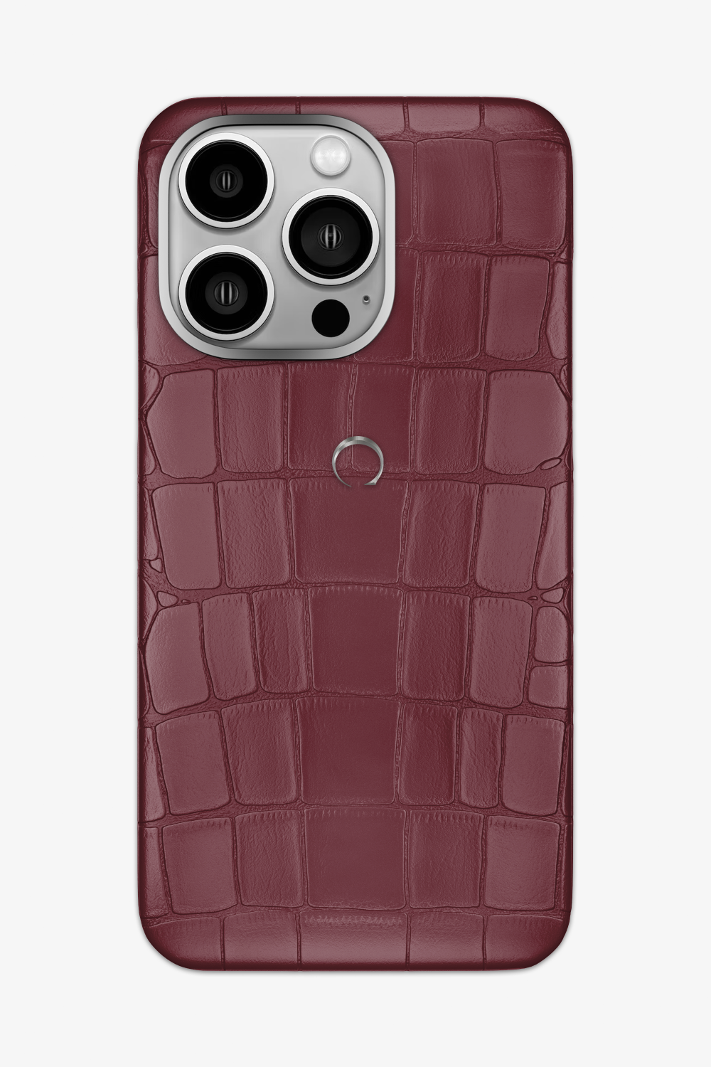 Alligator Case for iPhone 14 Pro Max - Stainless Steel / Burgundy - zollofrance