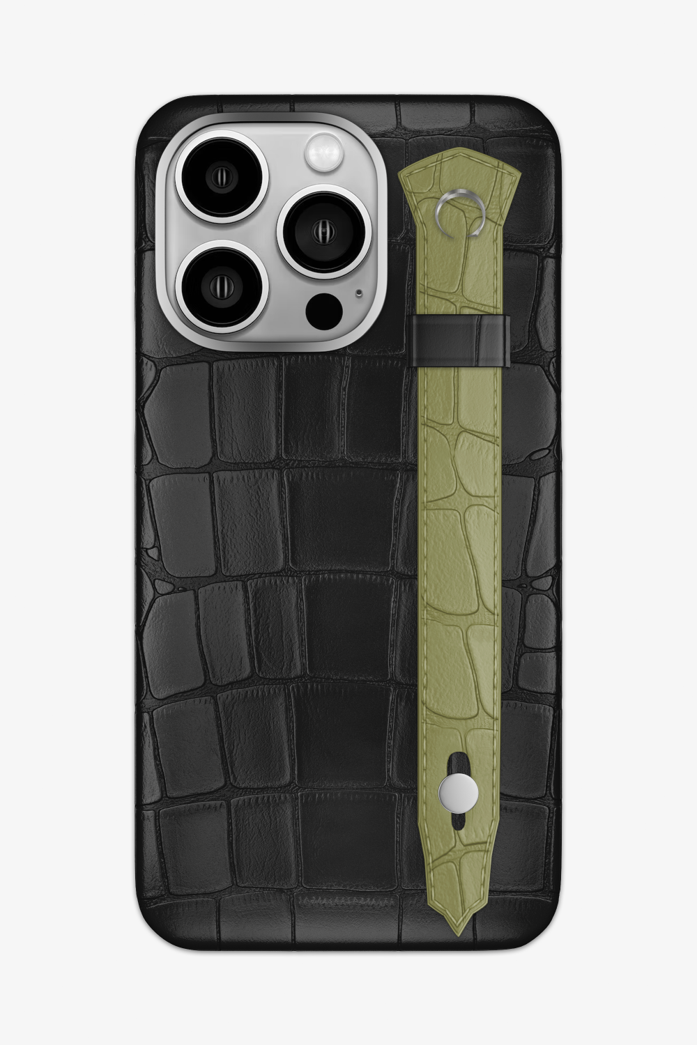 Alligator Strap Case for iPhone 14 Pro Max - Black / Khaki - zollofrance