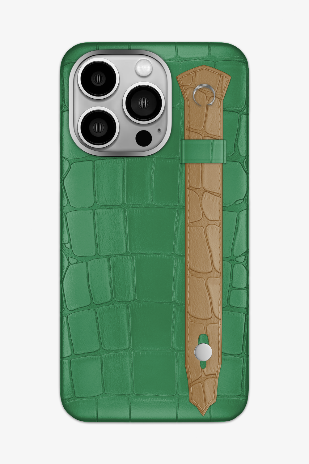 Alligator Strap Case for iPhone 15 Pro Max - Green Emerald / Latte - zollofrance