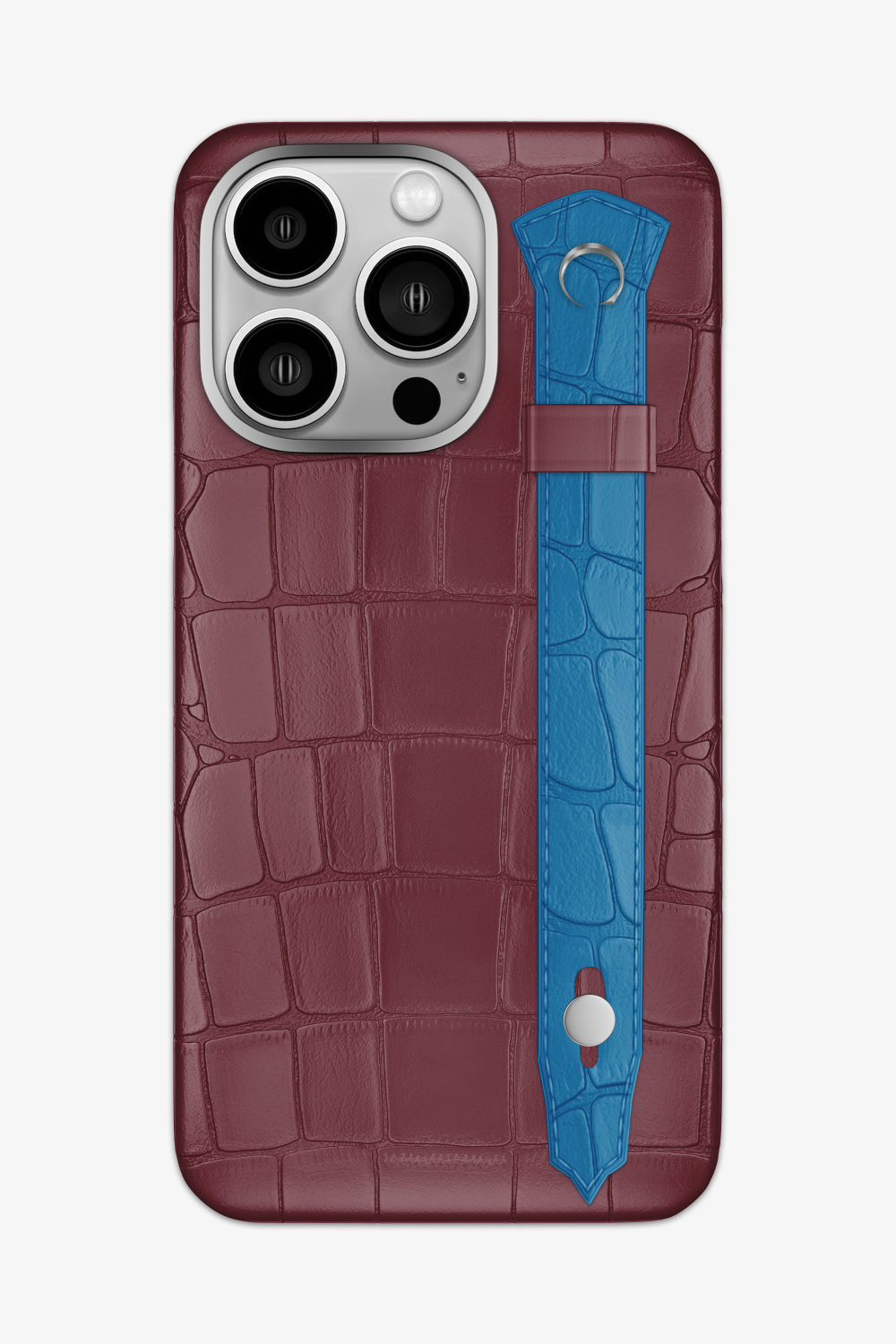 Alligator Strap Case for iPhone 14 Pro Max - Burgundy / Blue Lagoon - zollofrance