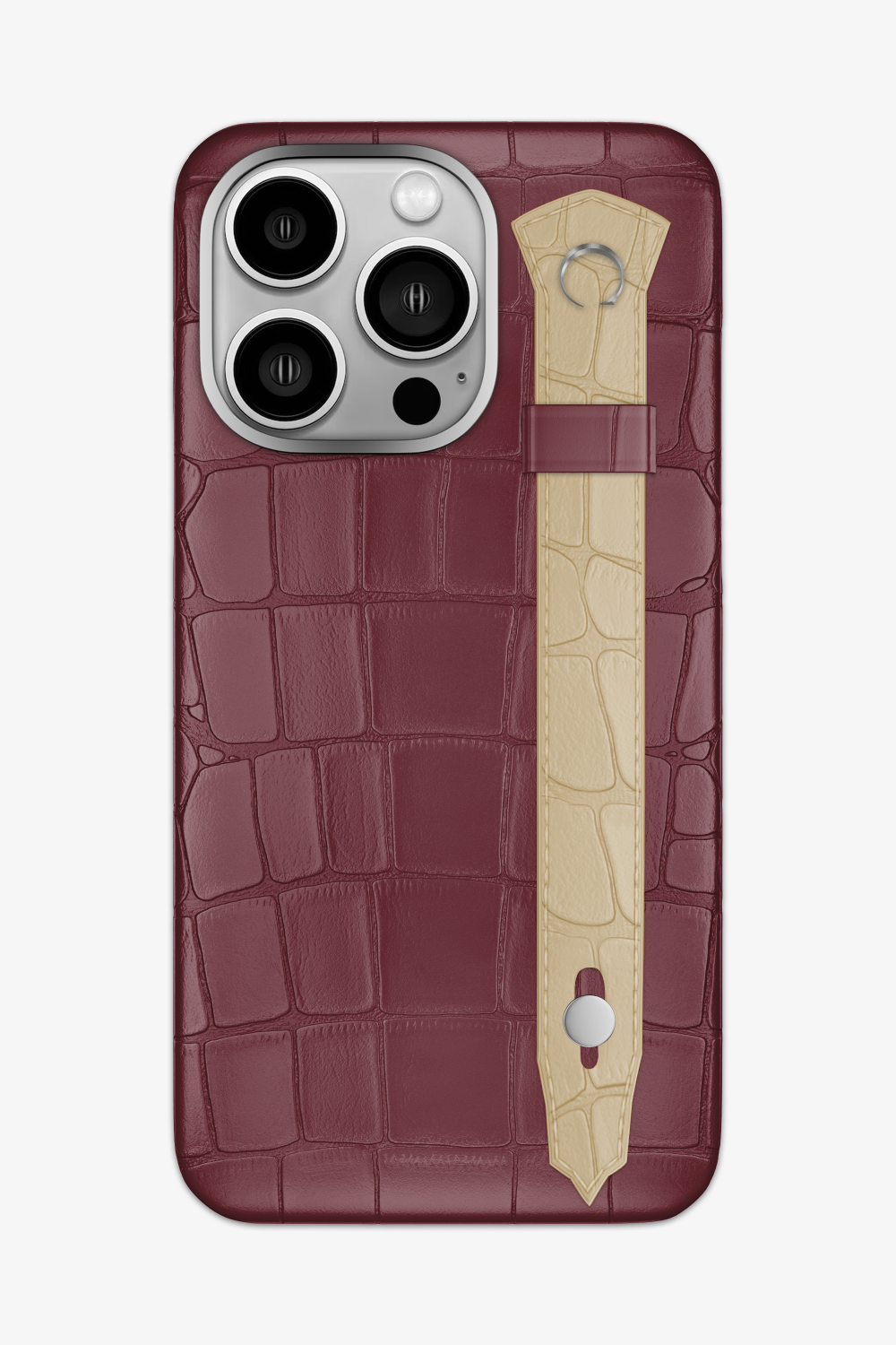 Alligator Strap Case for iPhone 14 Pro Max - Burgundy / Vanilla - zollofrance