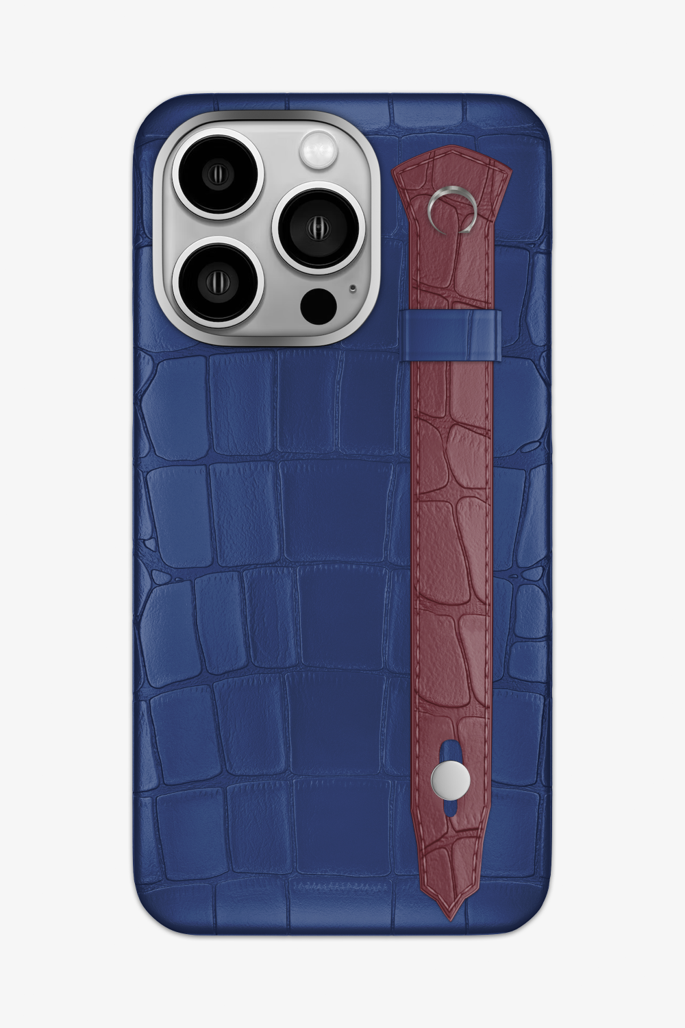 Alligator Strap Case for iPhone 14 Pro Max - Navy Blue / Burgundy - zollofrance