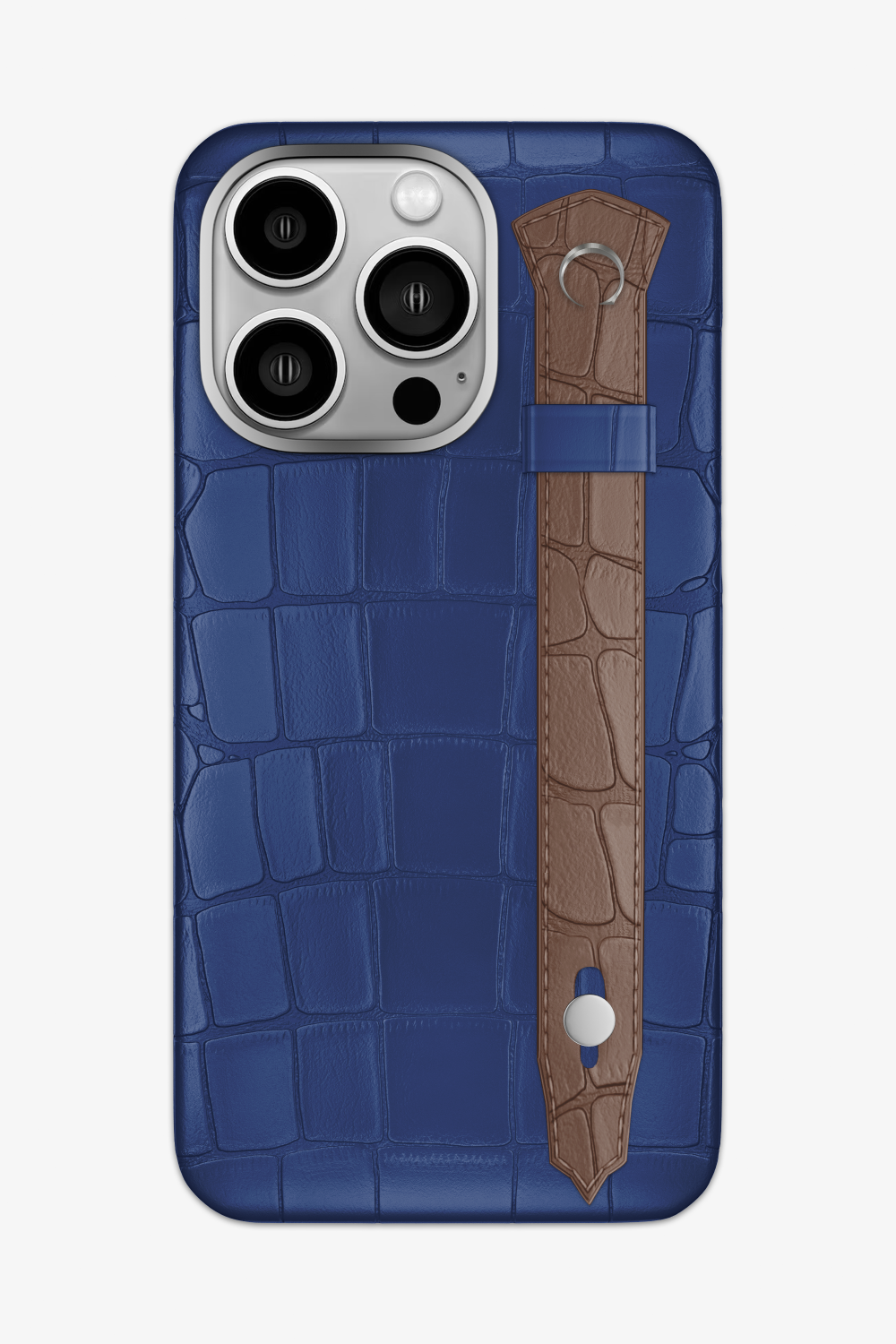 Alligator Strap Case for iPhone 15 Pro Max - Navy Blue / Cocoa - zollofrance