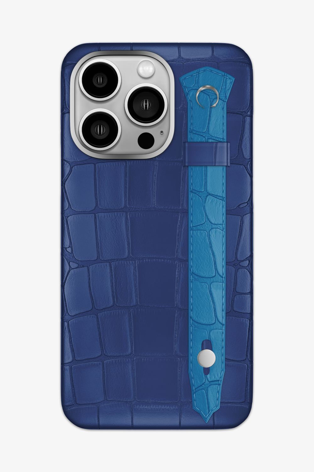 Alligator Strap Case for iPhone 15 Pro Max - Navy Blue / Blue Lagoon - zollofrance