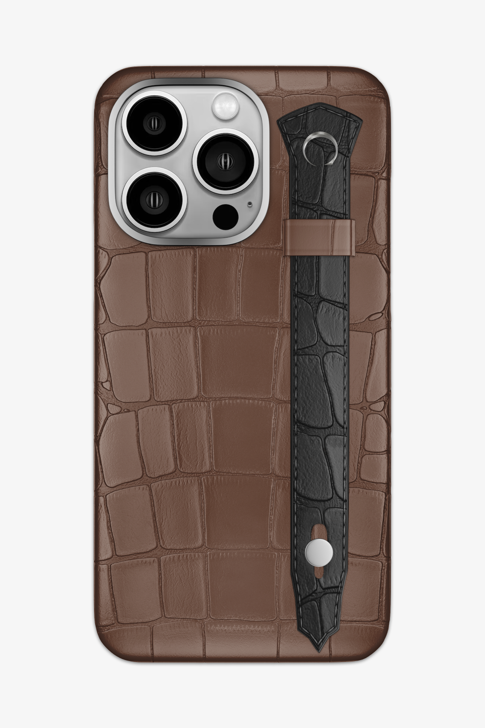 Alligator Strap Case for iPhone 14 Pro Max - Cocoa / Black - zollofrance