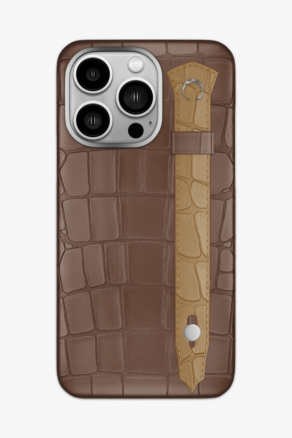 Alligator Strap Case for iPhone 14 Pro Max - Cocoa / Latte - zollofrance