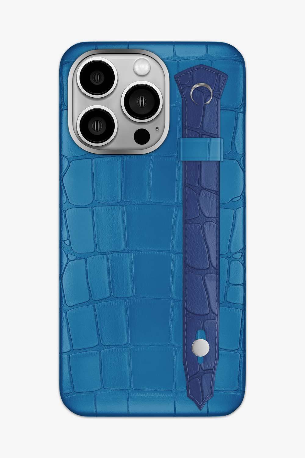 Alligator Strap Case for iPhone 15 Pro Max - Blue Lagoon / Navy Blue - zollofrance
