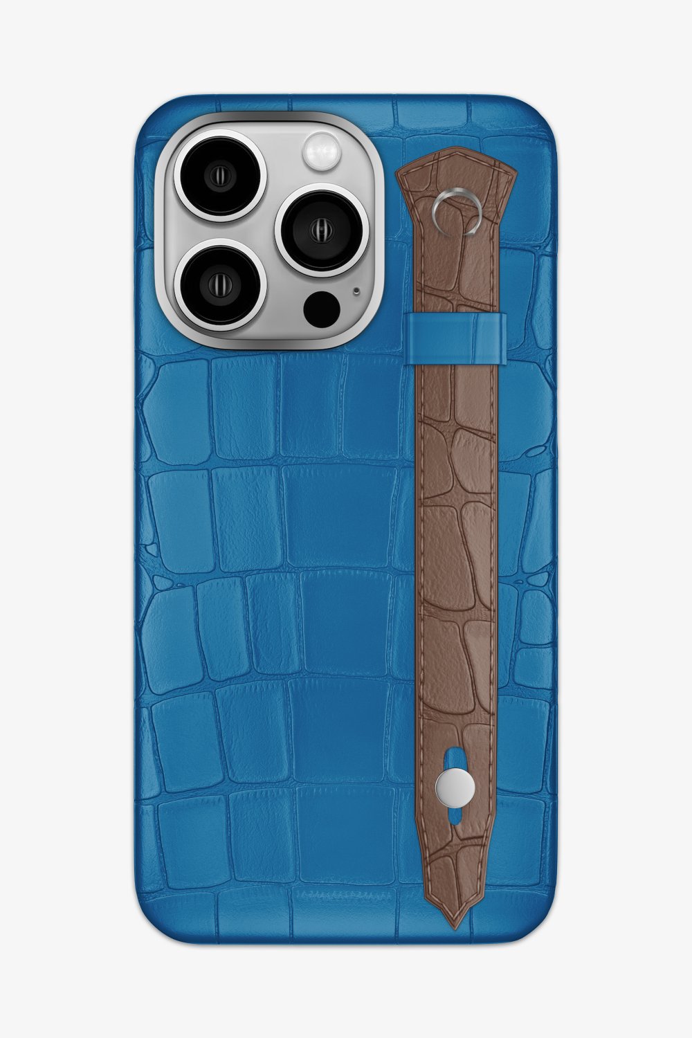 Alligator Strap Case for iPhone 14 Pro Max - Blue Lagoon / Cocoa - zollofrance