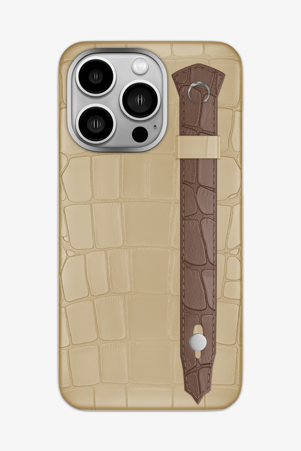 Alligator Strap Case for iPhone 15 Pro Max - Vanilla / Cocoa - zollofrance