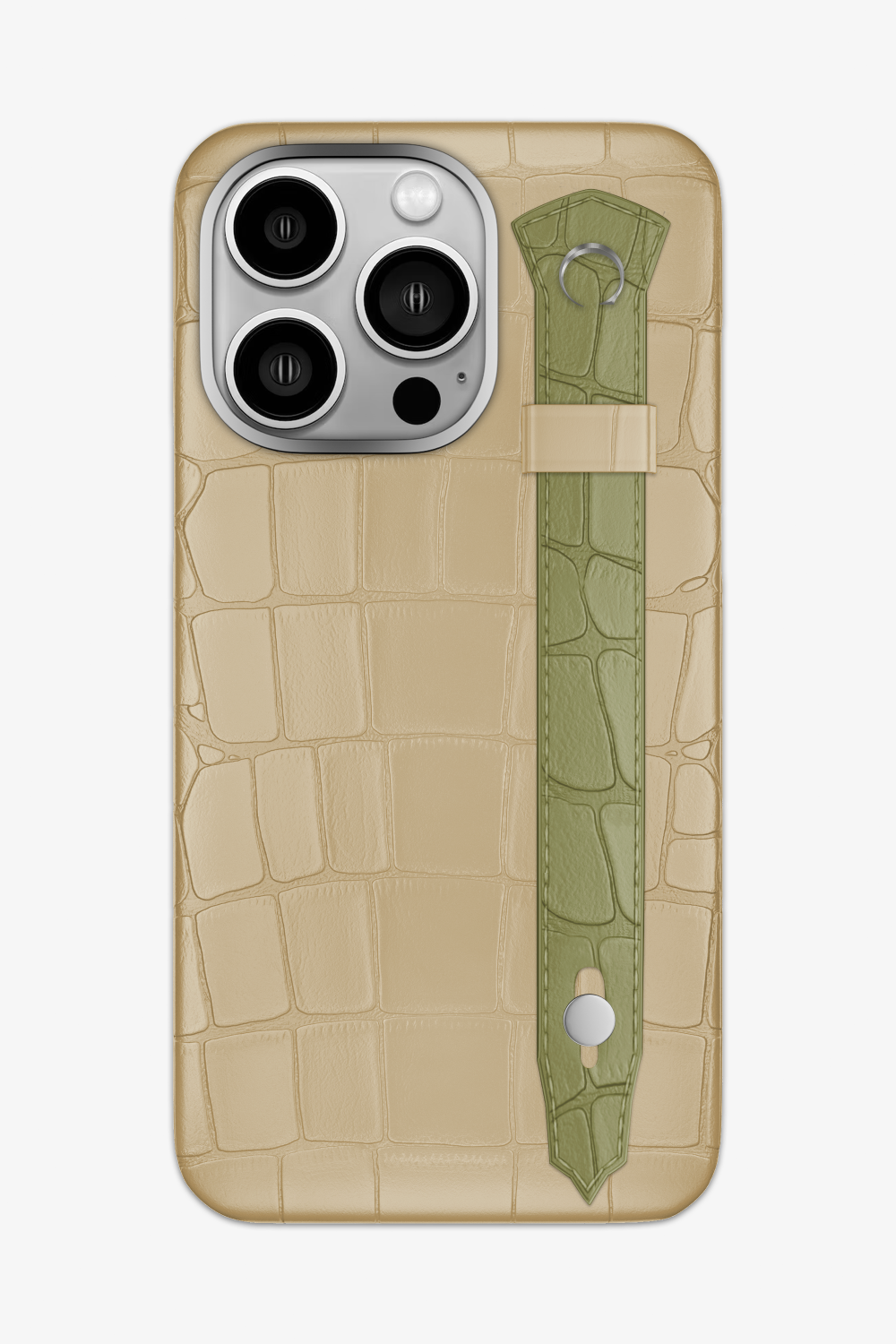 Alligator Strap Case for iPhone 15 Pro Max - Vanilla / Khaki - zollofrance