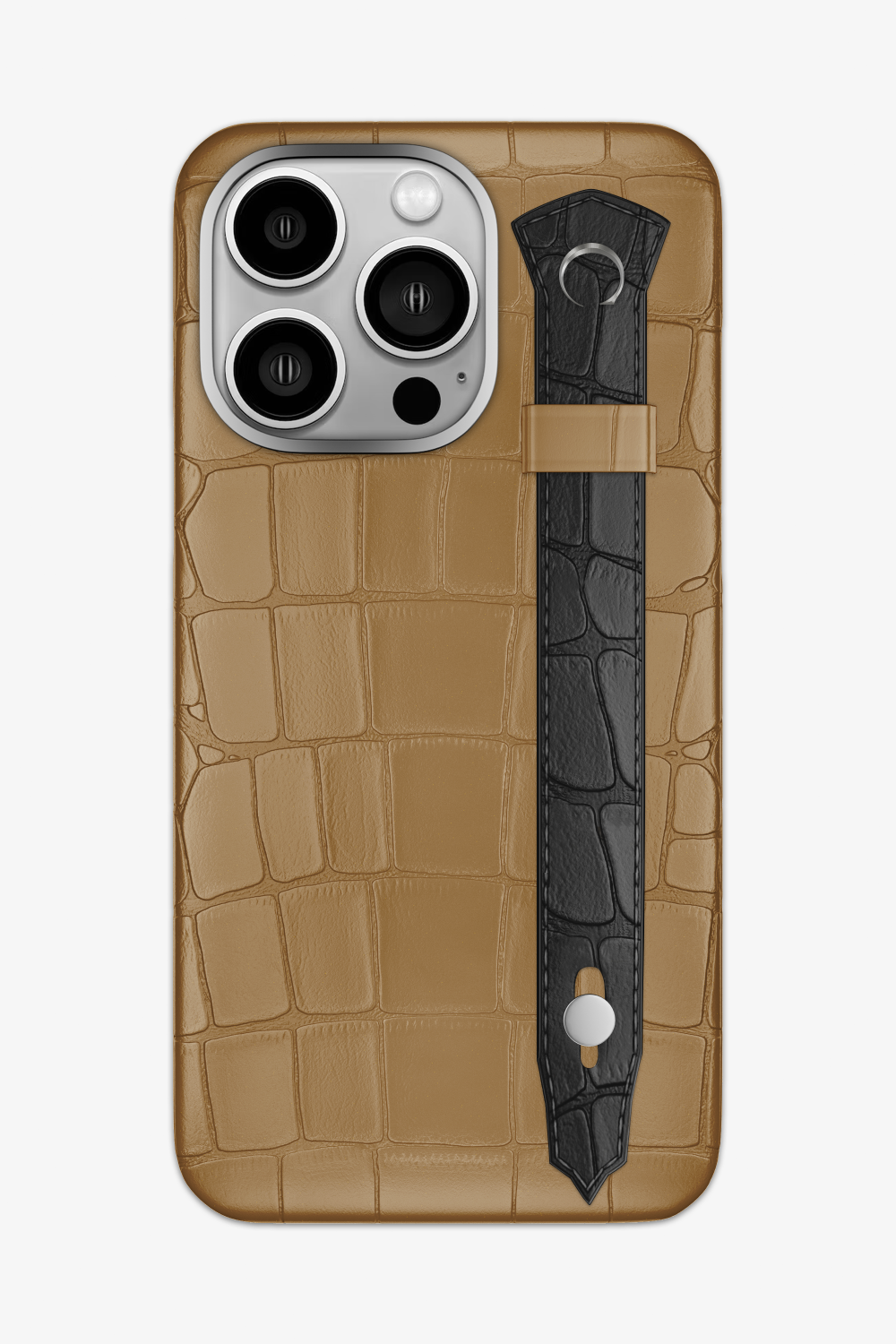 Alligator Strap Case for iPhone 15 Pro Max - Latte / Black - zollofrance