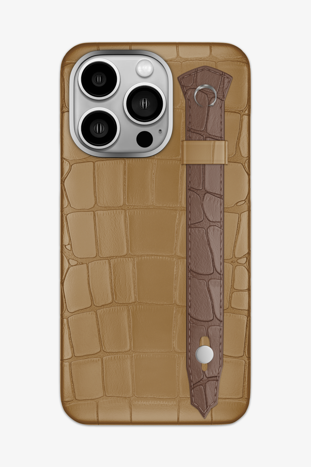 Alligator Strap Case for iPhone 15 Pro Max - Latte / Cocoa - zollofrance