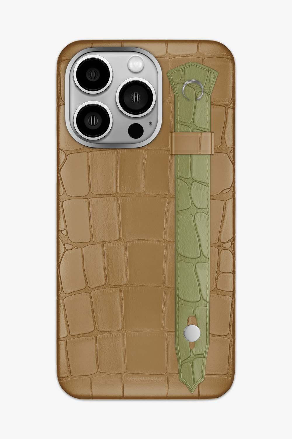 Alligator Strap Case for iPhone 14 Pro Max - Latte / Khaki - zollofrance