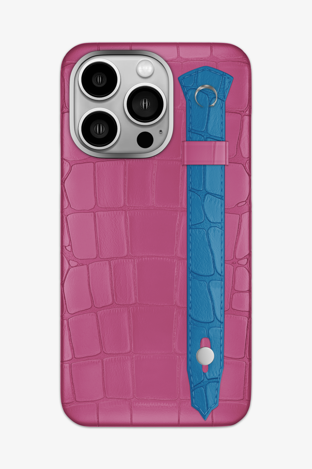Alligator Strap Case for iPhone 14 Pro Max - Pink Fuchsia / Blue Lagoon - zollofrance