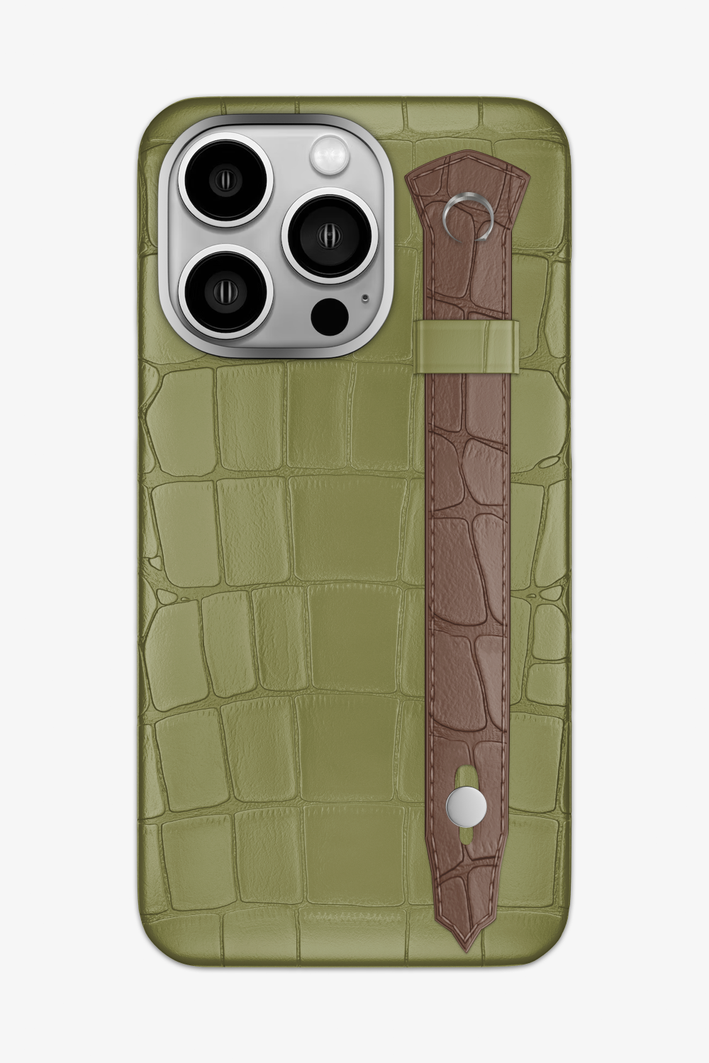 Alligator Strap Case for iPhone 15 Pro Max - Khaki / Cocoa - zollofrance