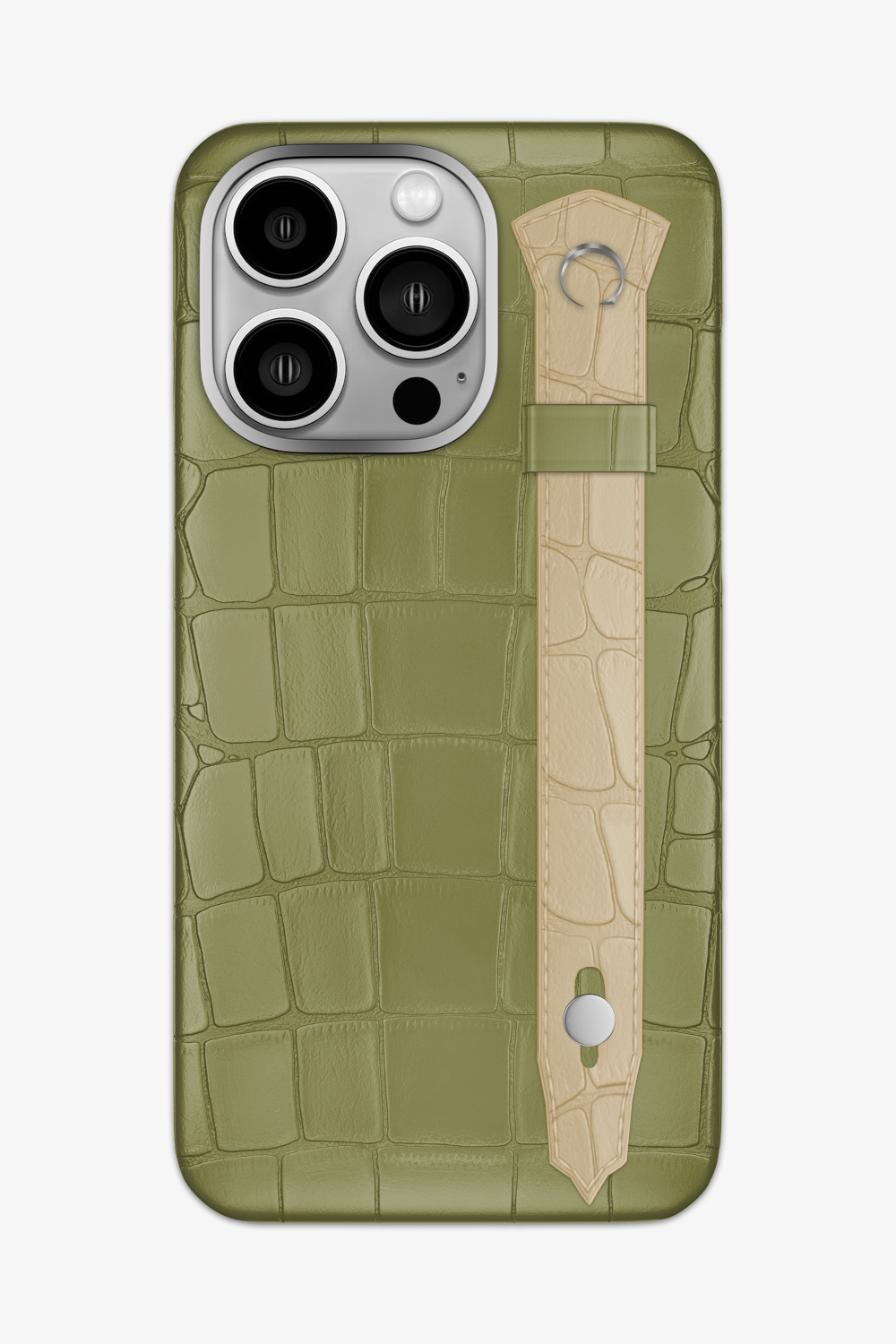 Alligator Strap Case for iPhone 15 Pro Max - Khaki / Vanilla - zollofrance