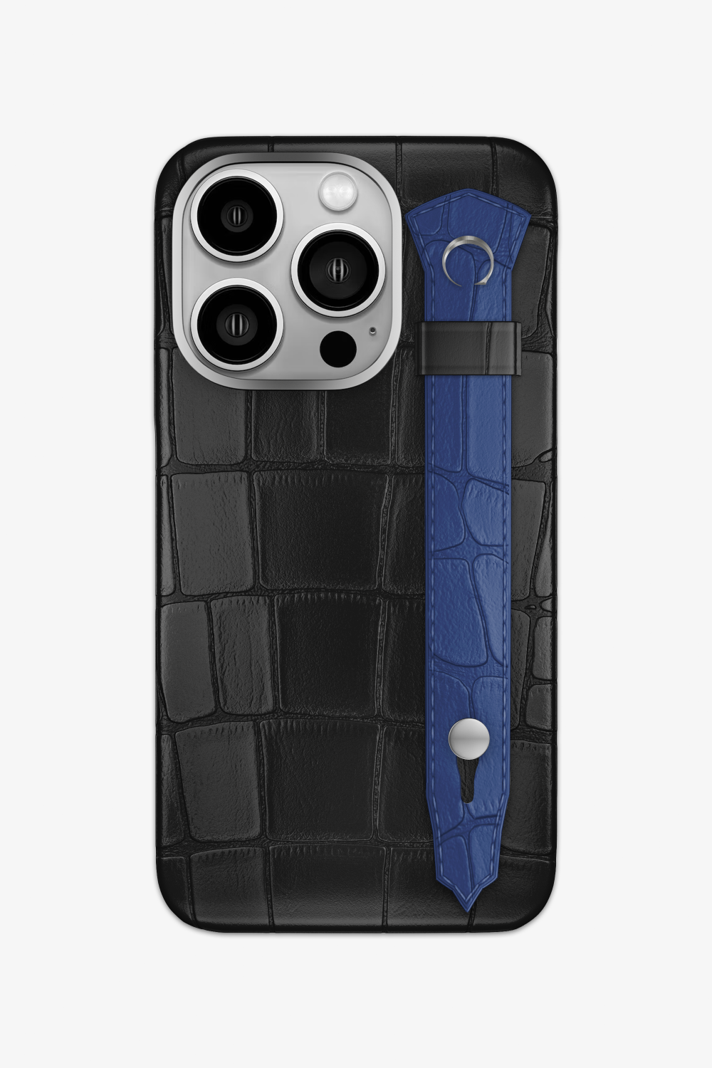 Alligator Strap Case for iPhone 15 Pro - Black / Navy Blue - zollofrance