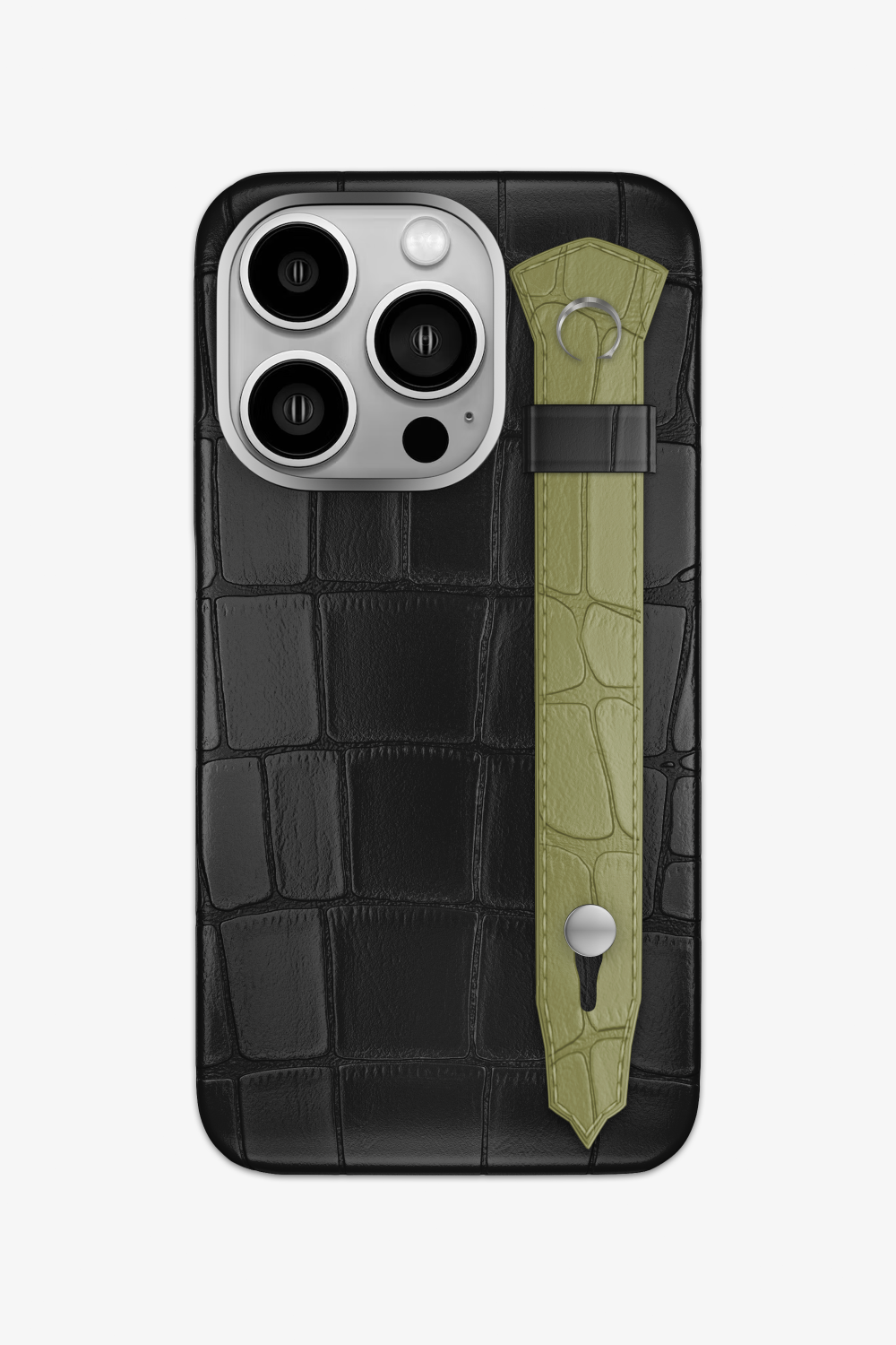 Alligator Strap Case for iPhone 15 Pro - Black / Khaki - zollofrance