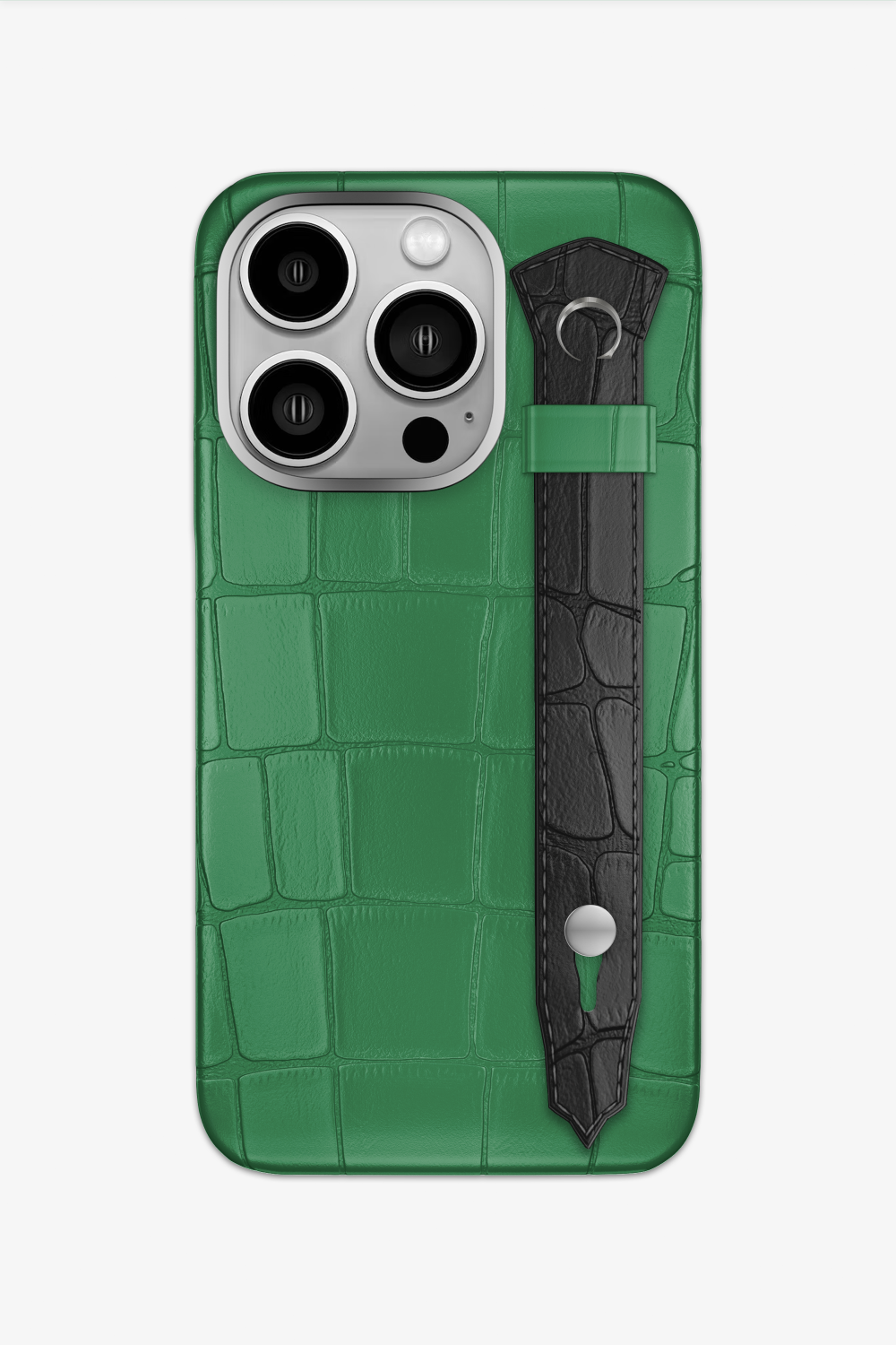 Alligator Strap Case for iPhone 14 Pro - Green Emerald / Black - zollofrance