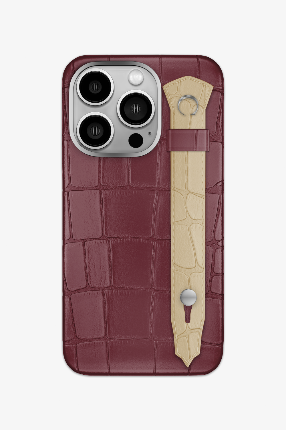 Alligator Strap Case for iPhone 14 Pro - Burgundy / Vanilla - zollofrance