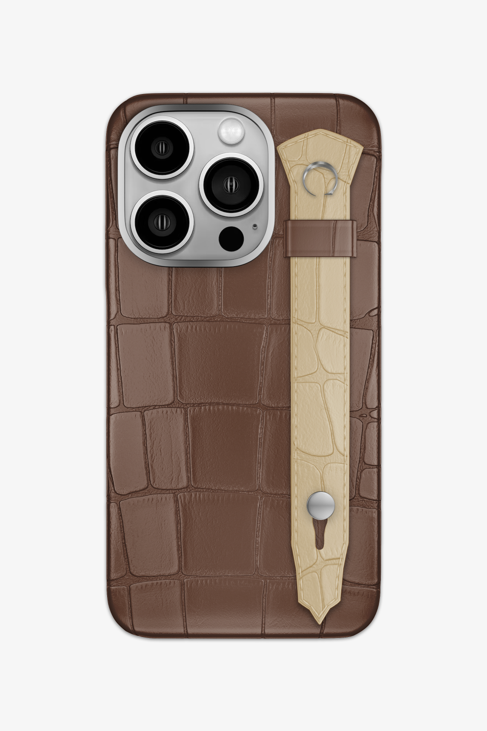Alligator Strap Case for iPhone 15 Pro - Cocoa / Vanilla - zollofrance