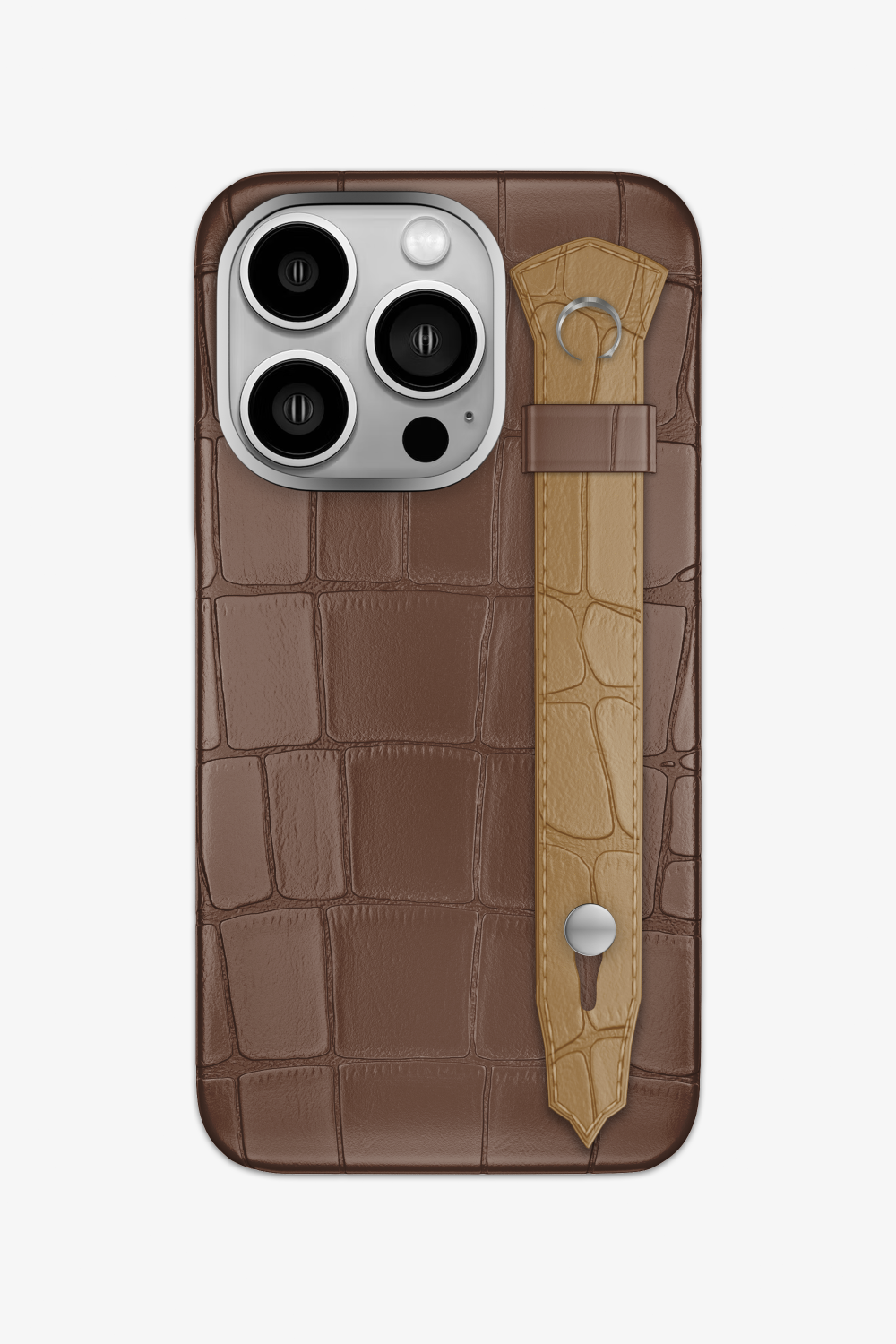 Alligator Strap Case for iPhone 14 Pro - Cocoa / Latte - zollofrance