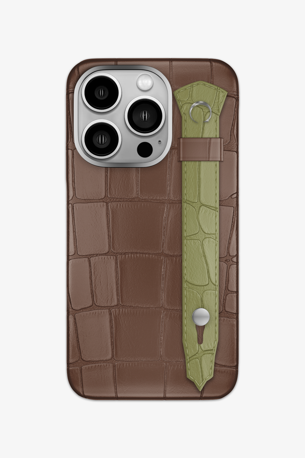 Alligator Strap Case for iPhone 15 Pro - Cocoa / Khaki - zollofrance
