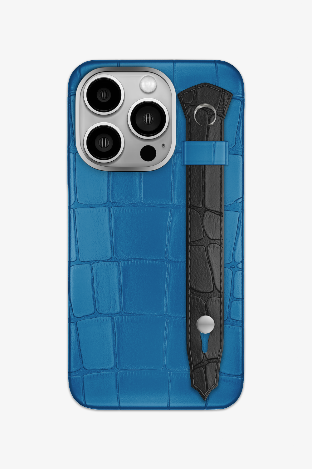 Alligator Strap Case for iPhone 15 Pro - Blue Lagoon / Black - zollofrance