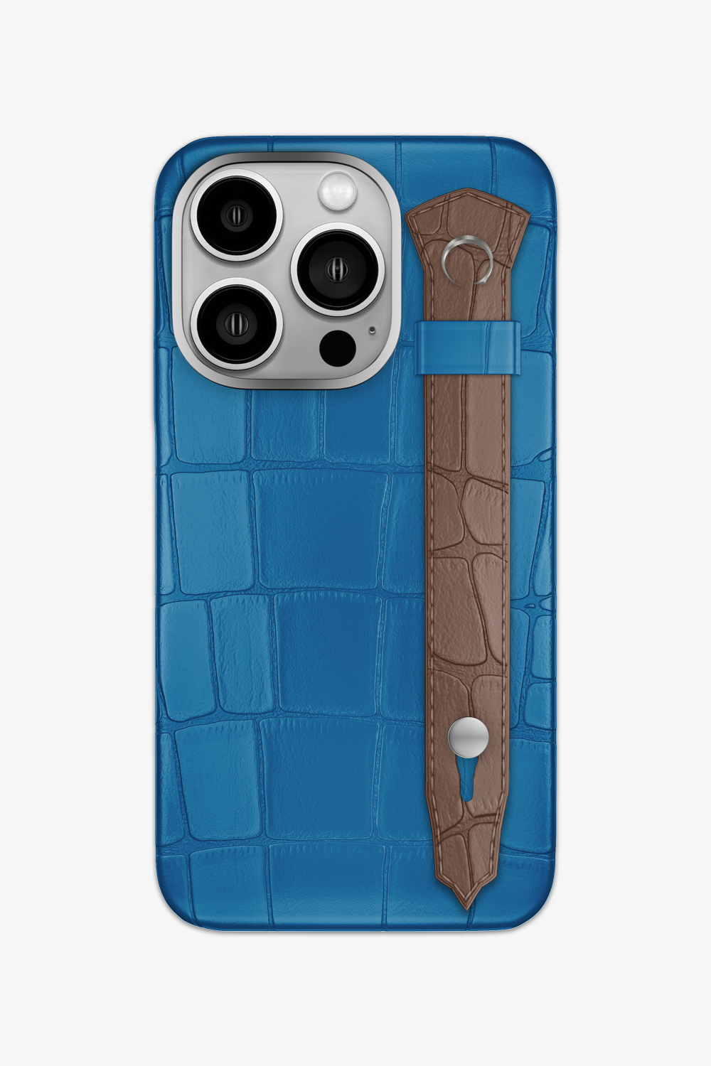 Alligator Strap Case for iPhone 15 Pro - Blue Lagoon / Cocoa - zollofrance