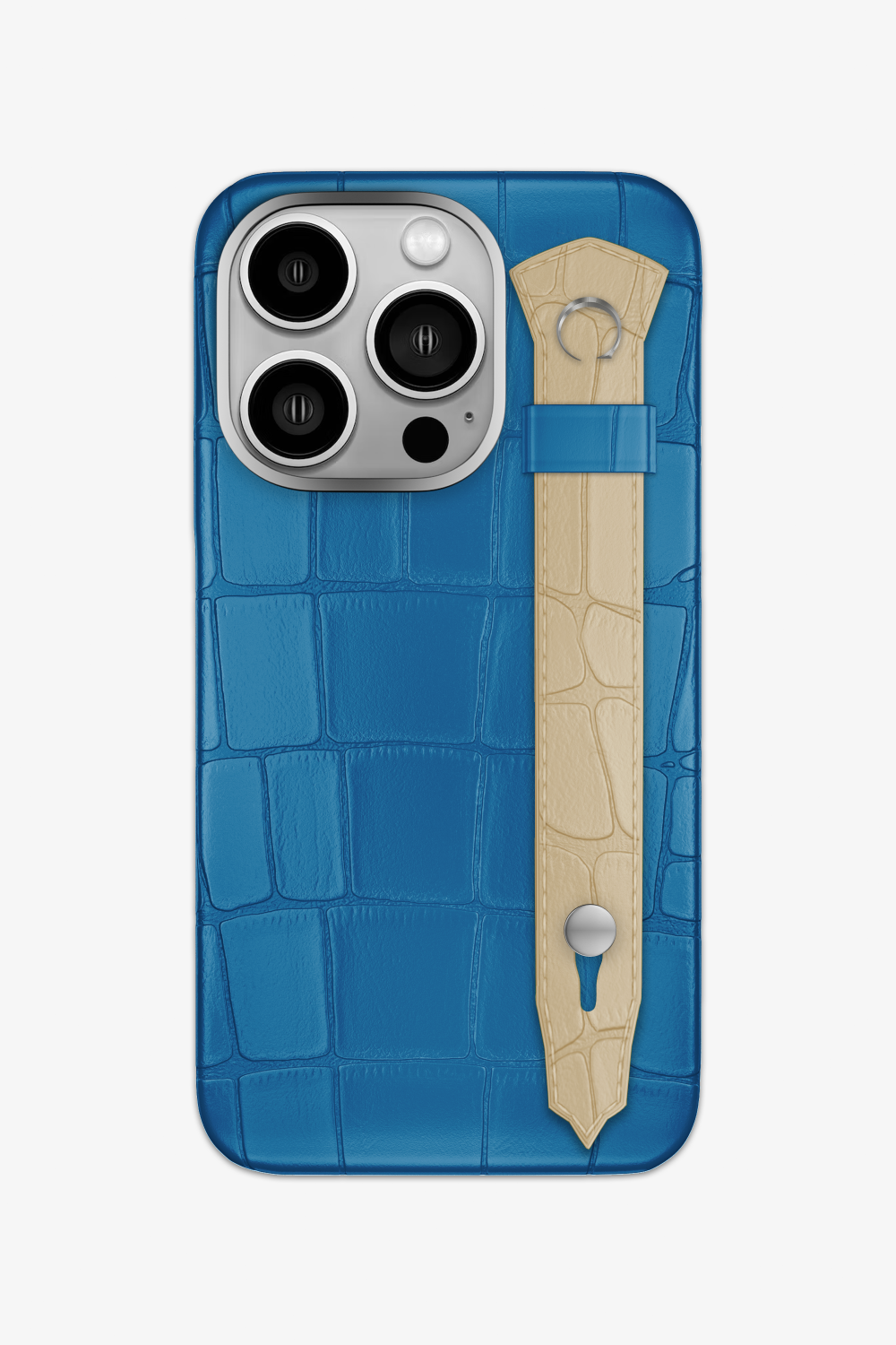 Alligator Strap Case for iPhone 14 Pro - Blue Lagoon / Vanilla - zollofrance