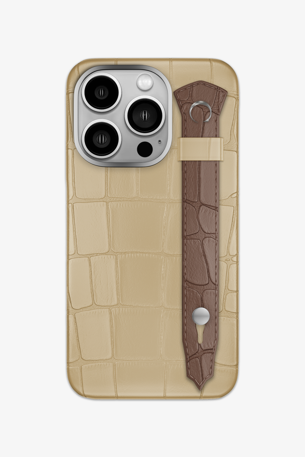 Alligator Strap Case for iPhone 15 Pro - Vanilla / Cocoa - zollofrance